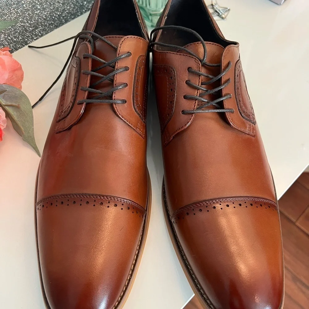 Stacey Adams Classic Brown Leather Men's Derby Shoes $75